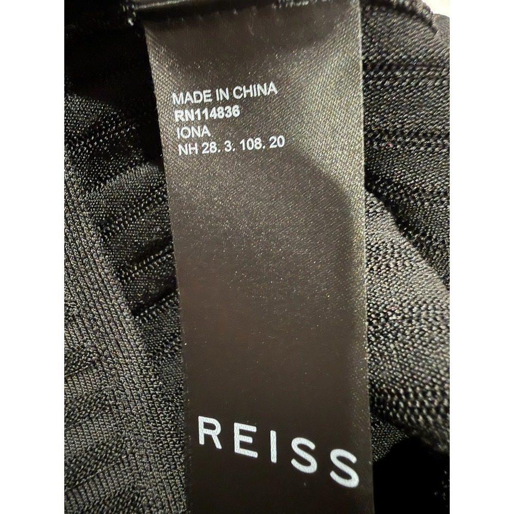Reiss Iona Black Ribbed Knit Midi Skirt Size Medium Pleated Elastic Waist - Picture 5 of 8